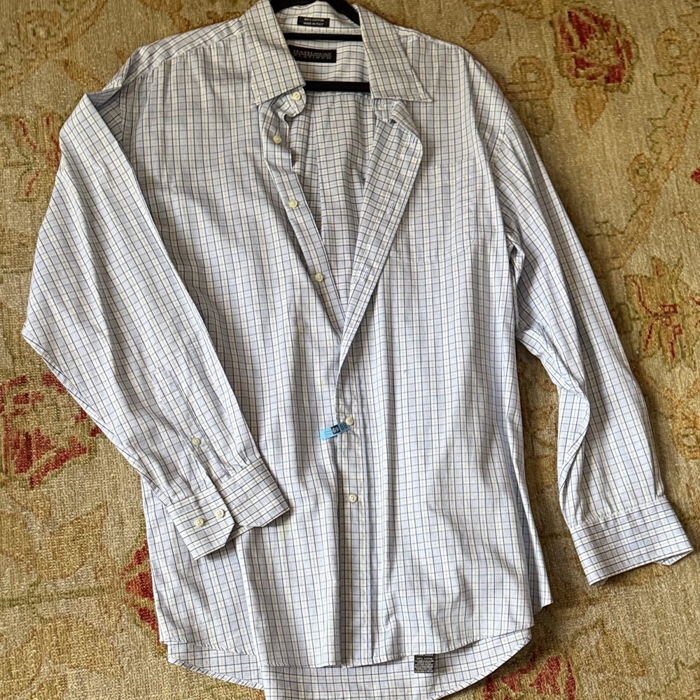 Men's Blue Checkered Dress Shirt